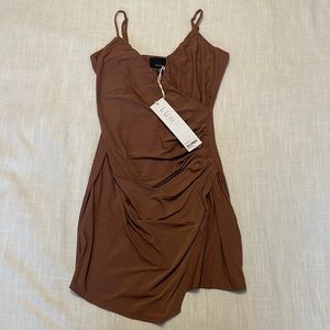 NWT Lumiere Brown Bodycon Wrap Dress